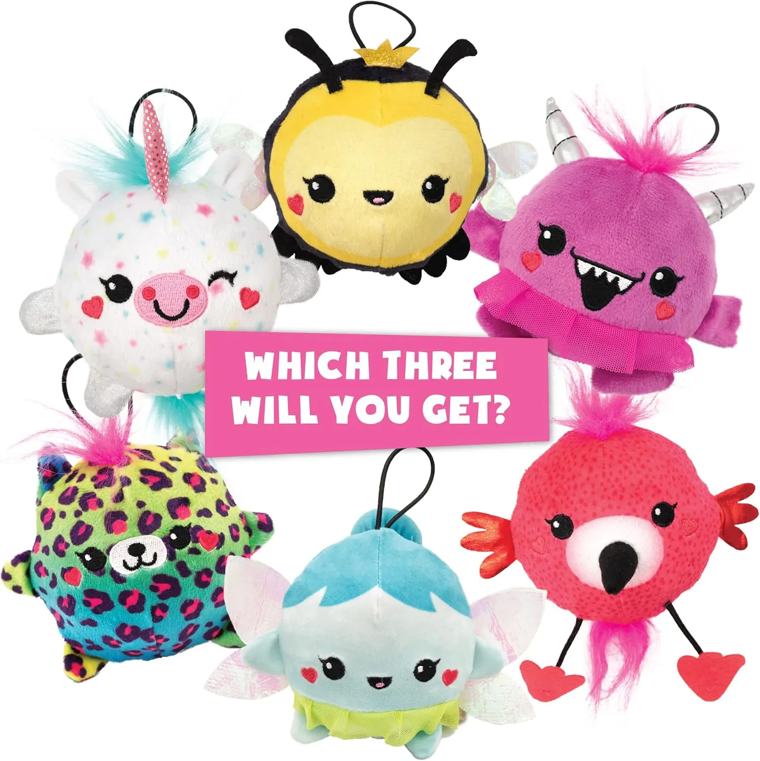 Plush Crush - Series 3 - Puzzle Ball (3-Pack), Surprise Collectible Character Bouncy Ball Plush Toy, Blind Bag by Scentco