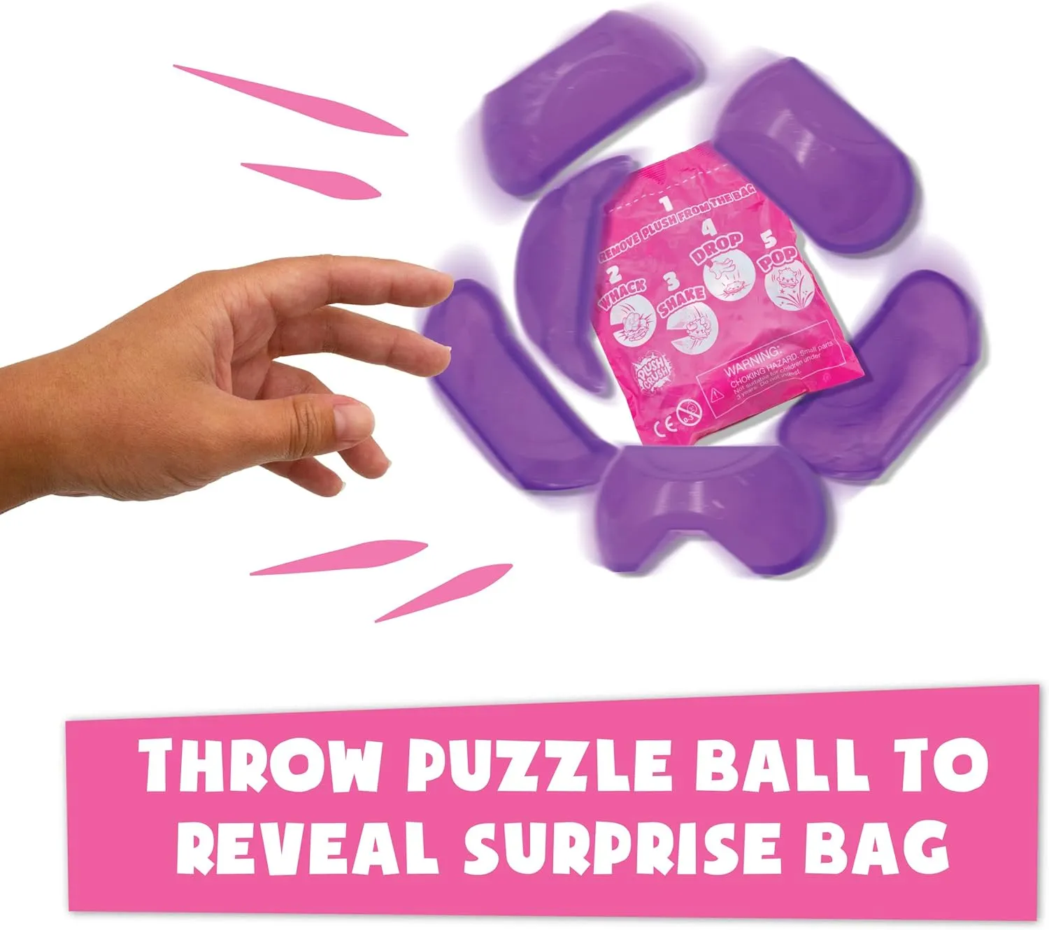Plush Crush - Series 3 - Puzzle Ball (3-Pack), Surprise Collectible Character Bouncy Ball Plush Toy, Blind Bag by Scentco