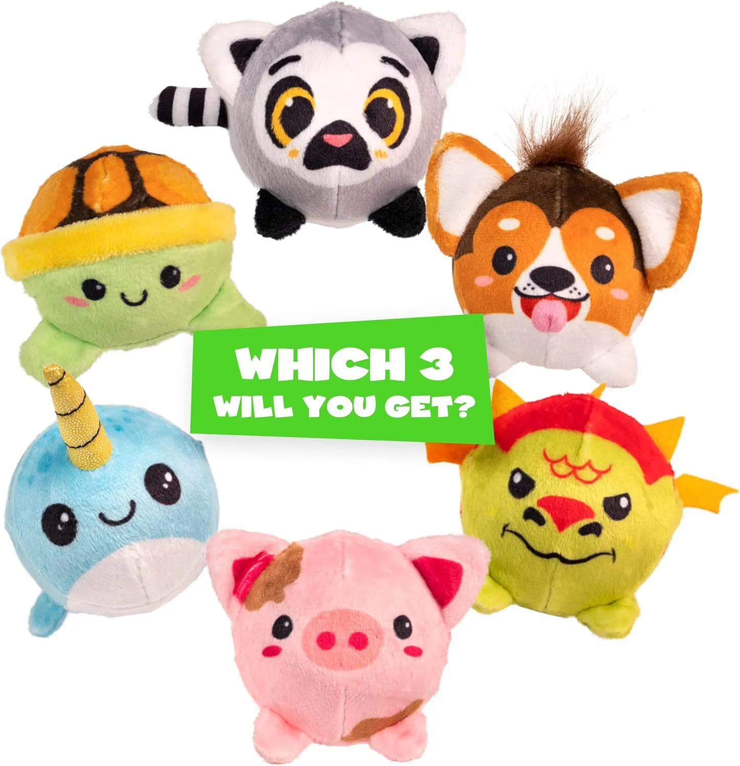 Plush Crush - Series 5 - Puzzle Ball (3-Pack), Surprise Collectible Character Bouncy Ball Plush Toy, Blind Bag by Scentco