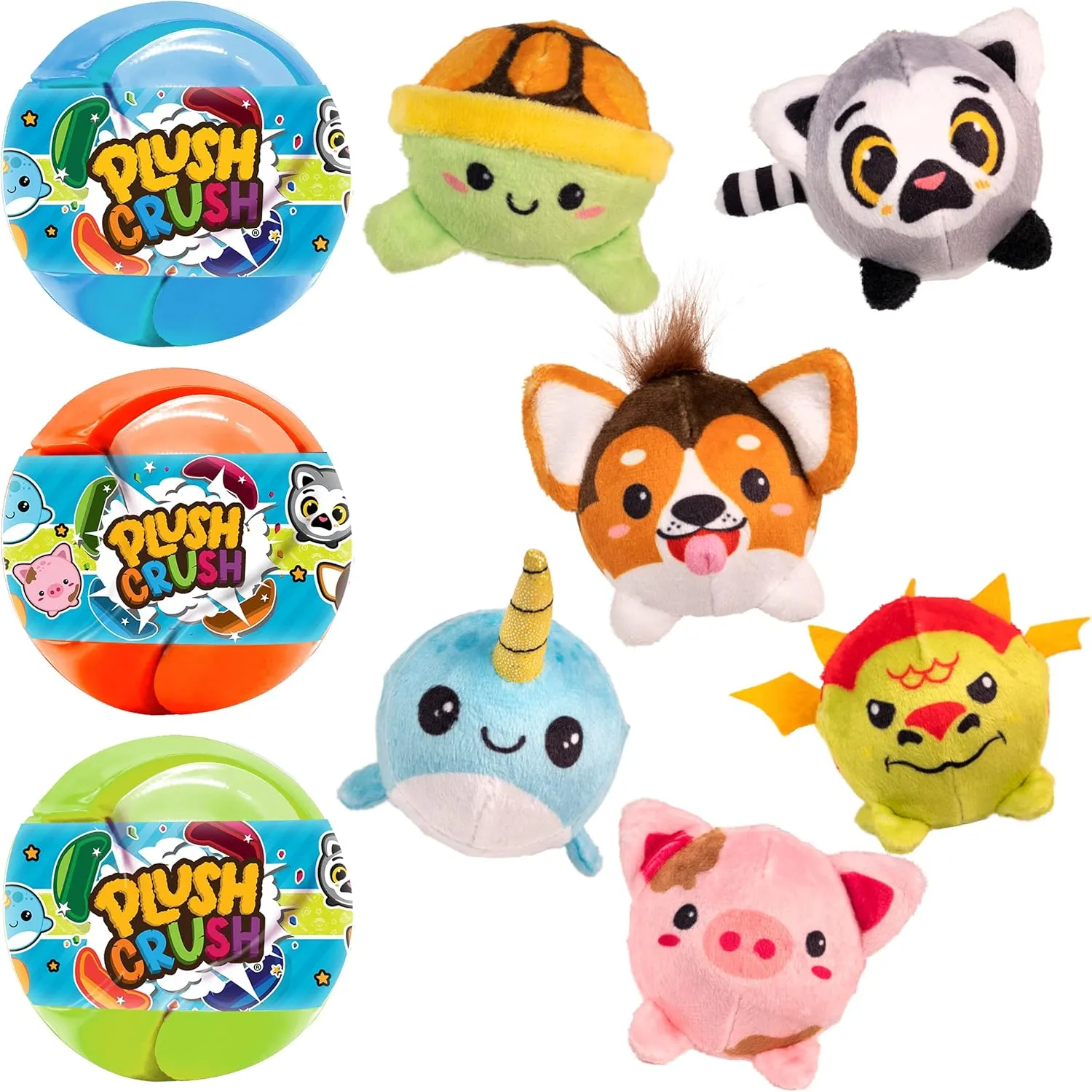 Plush Crush - Series 5 - Puzzle Ball (3-Pack), Surprise Collectible Character Bouncy Ball Plush Toy, Blind Bag by Scentco