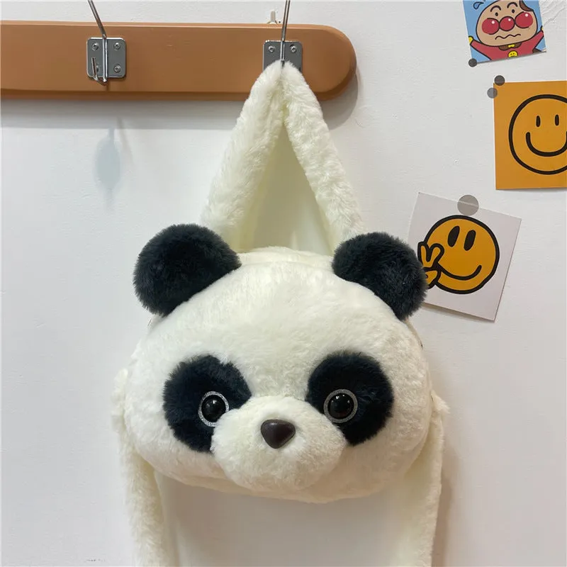 Plush Doll Heart Giant Panda Cartoon Crossbody Bags