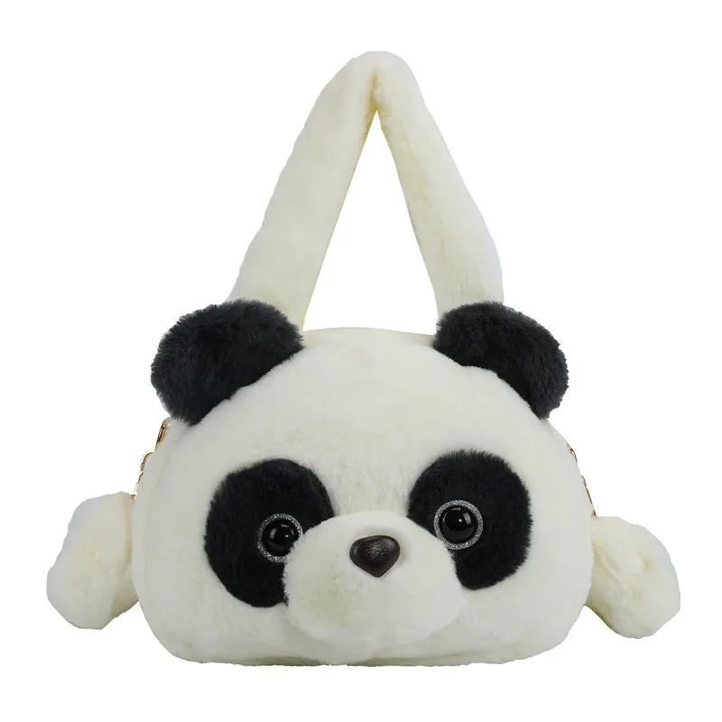 Plush Doll Heart Giant Panda Cartoon Crossbody Bags