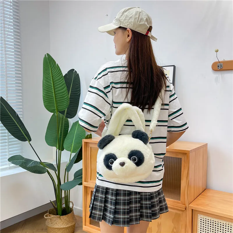 Plush Doll Heart Giant Panda Cartoon Crossbody Bags