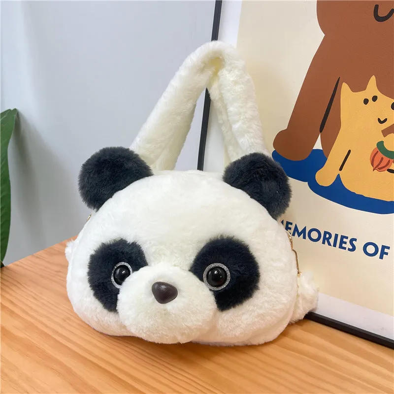 Plush Doll Heart Giant Panda Cartoon Crossbody Bags