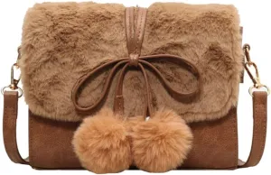 Plush Small Square Bag Stylish Crossbody Shoulder Bag for Women Trendy and Versatile Handbag
