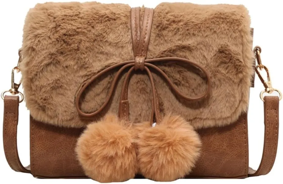 Plush Small Square Bag Stylish Crossbody Shoulder Bag for Women Trendy and Versatile Handbag