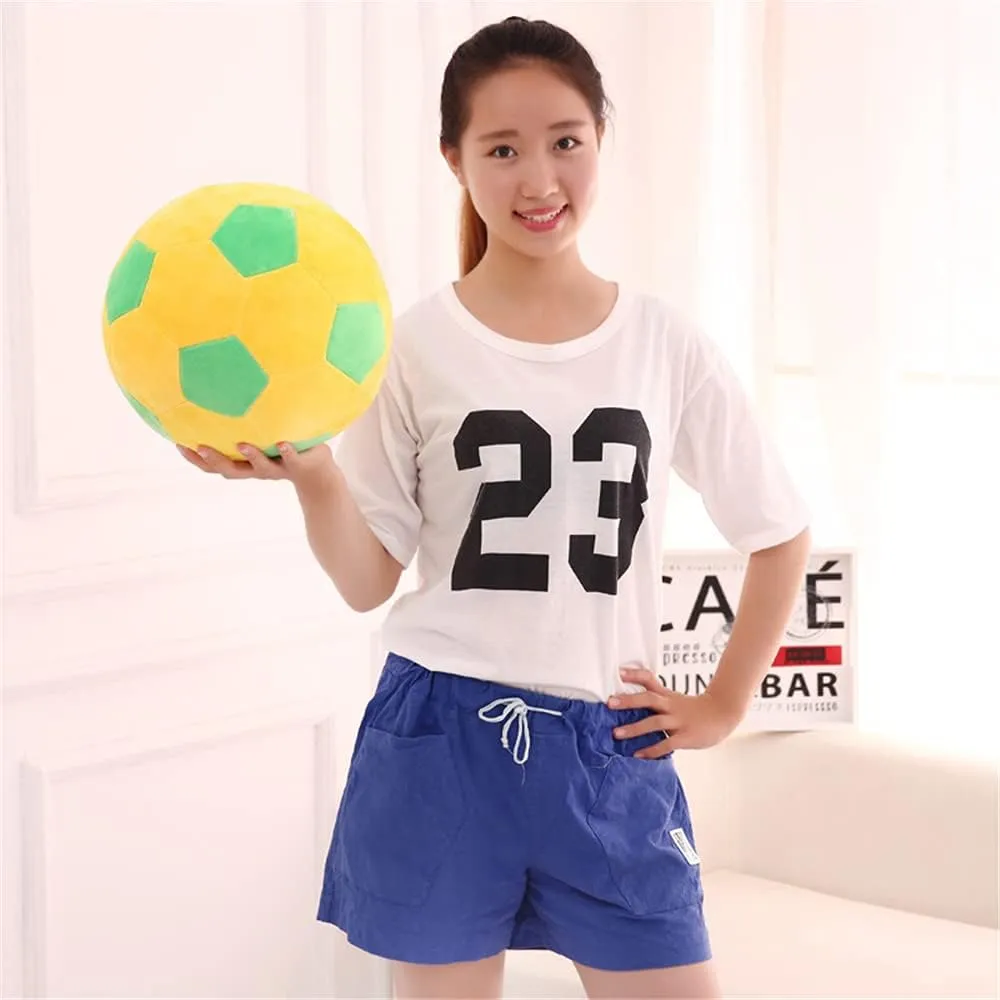 Plush Soccer Balls - Fluffy Stuffed Toy Soccer Ball Plush Pillow Soft Durable Stuff Soccerball Gift for Kids Boy Baby (Green -Yellow,11.8inch/30cm)