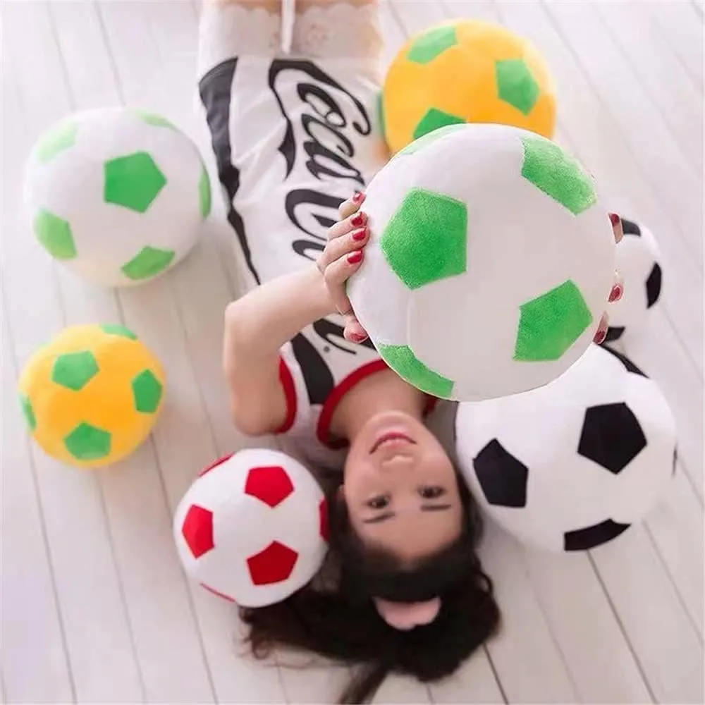 Plush Soccer Balls - Fluffy Stuffed Toy Soccer Ball Plush Pillow Soft Durable Stuff Soccerball Gift for Kids Boy Baby (Green -Yellow,11.8inch/30cm)