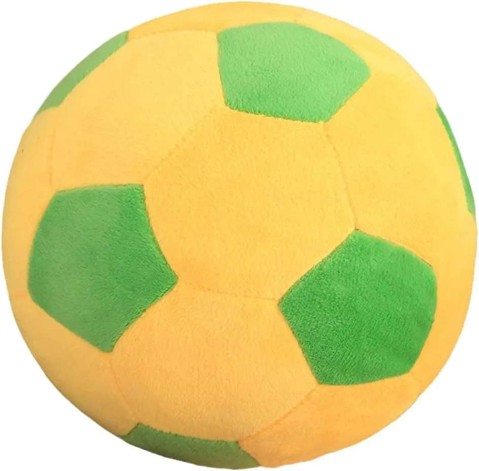 Plush Soccer Balls - Fluffy Stuffed Toy Soccer Ball Plush Pillow Soft Durable Stuff Soccerball Gift for Kids Boy Baby (Green -Yellow,11.8inch/30cm)