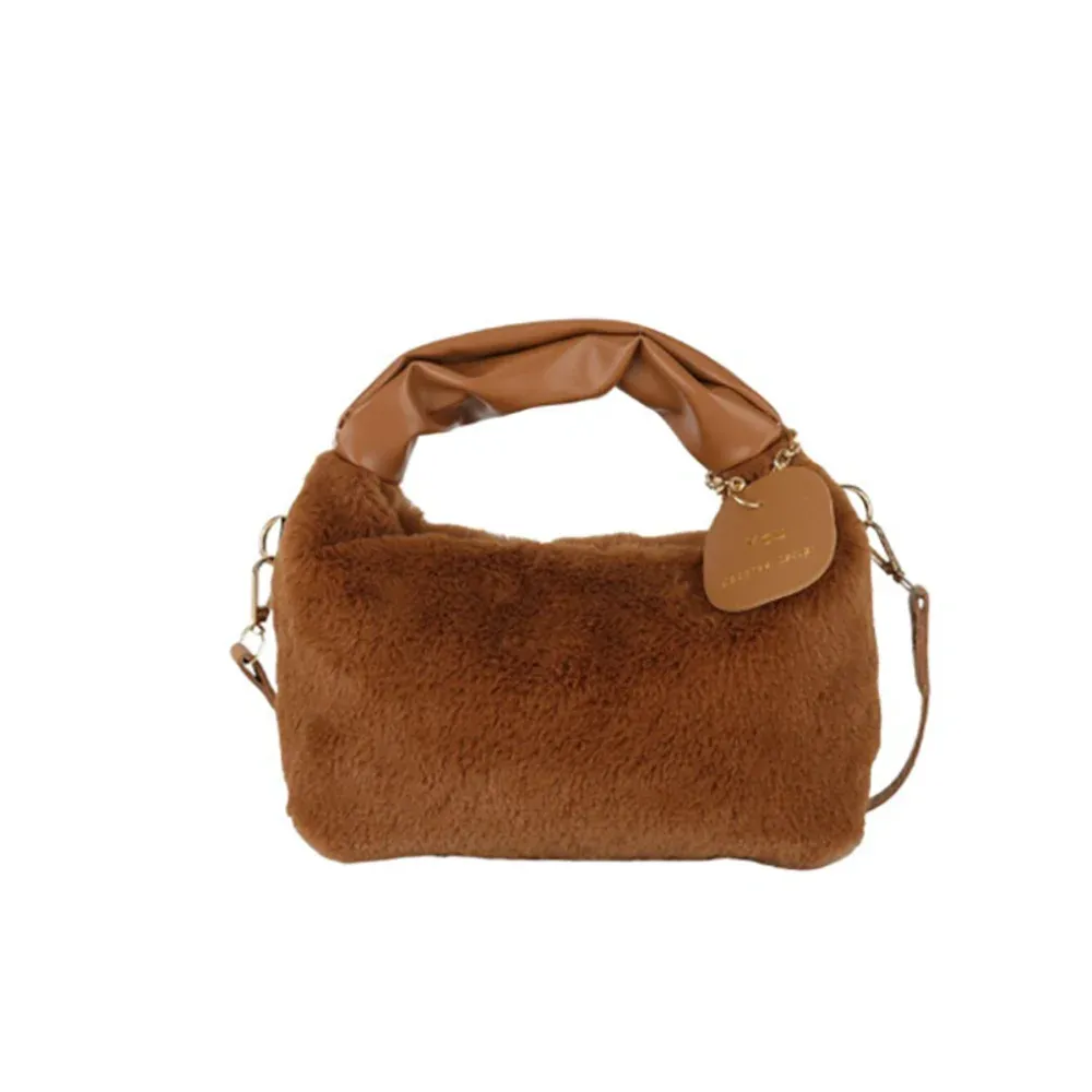 Plush Texture Cross-Body Bag For Women Eco-Friendly Fur Large Capacity Fashionable Winter Furry Hand Bag For Women