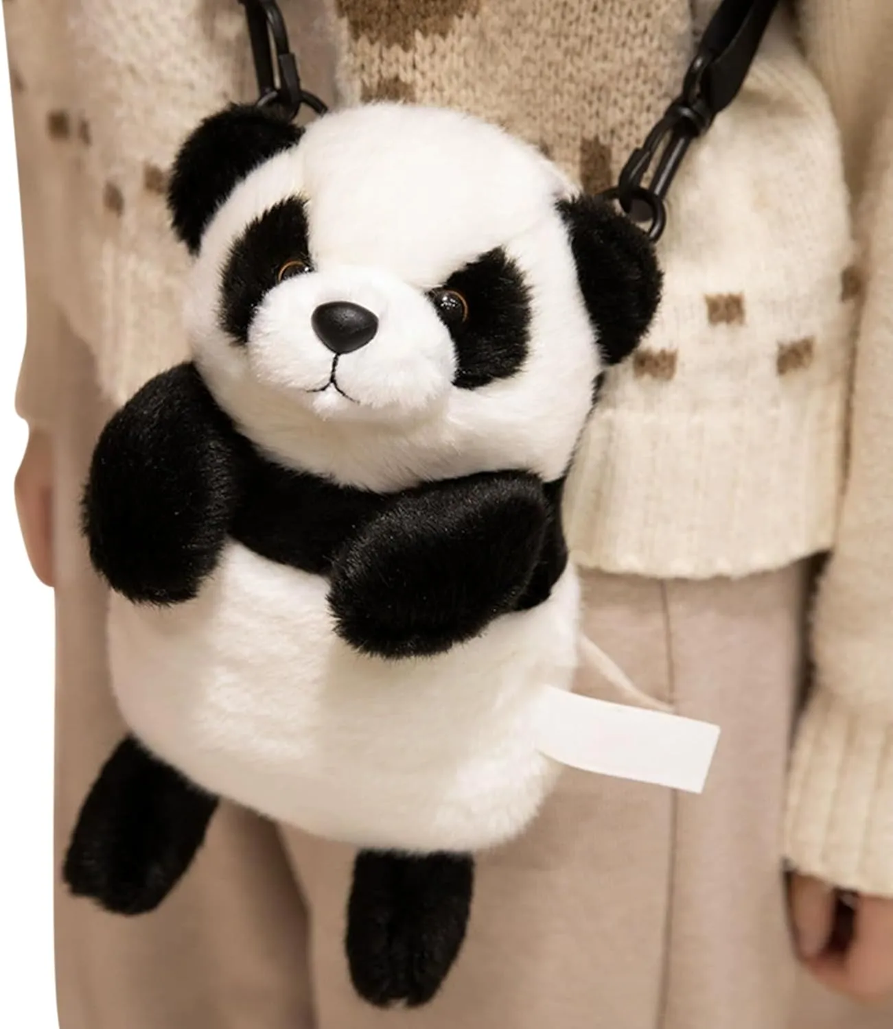 Plush Tiger Panda Crossbody Purse for Women Girls Small Fluffy Animal Shoulder Plush Tiger Panda Doll Cute Purse