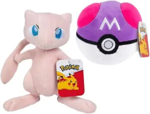 Pokemon 8" Mew & 5" Master Ball Plush 2-Pack - Officially Licensed - Authentic Soft Stuffed Poke Ball Toy with Weighted Bottom - Gift for Kids, Boys, Girls - 2 
