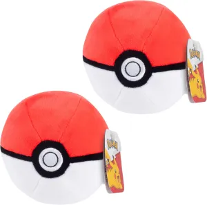 Pokémon 5" Poke Ball Plush, 2-Pack - Officially Licensed - Generation 1 Pokeball - Authentic Soft Stuffed Toy w/Weighted Bottom - Gift for Kids, Boys, Girls - 2 