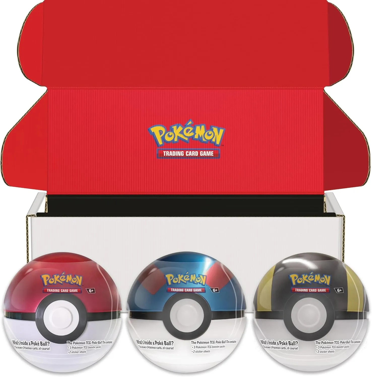 Pokémon TCG: Poké Ball Tin Bundle 2024 Version—Poké Ball, Great Ball & Ultra Ball (9 Pokémon TCG Booster Packs & 7 Sticker Sheets)