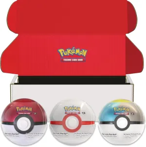 Pokémon TCG: Poké Ball Tin Bundle—Poké Ball, Premier Ball & Moon Ball (9 Pokémon TCG Booster Packs & 7 Sticker Sheets)