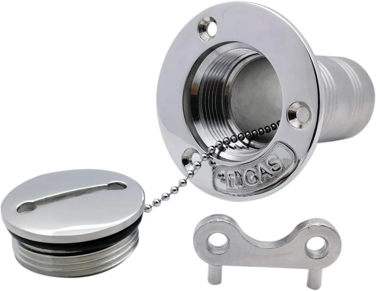 Polished 316 SS Casting Mirror for 1-1/2IN(38MM) Marine Boat Yacht Caravan -Metal Letter Tank Deck Fill Filler with Key Cap and Key…