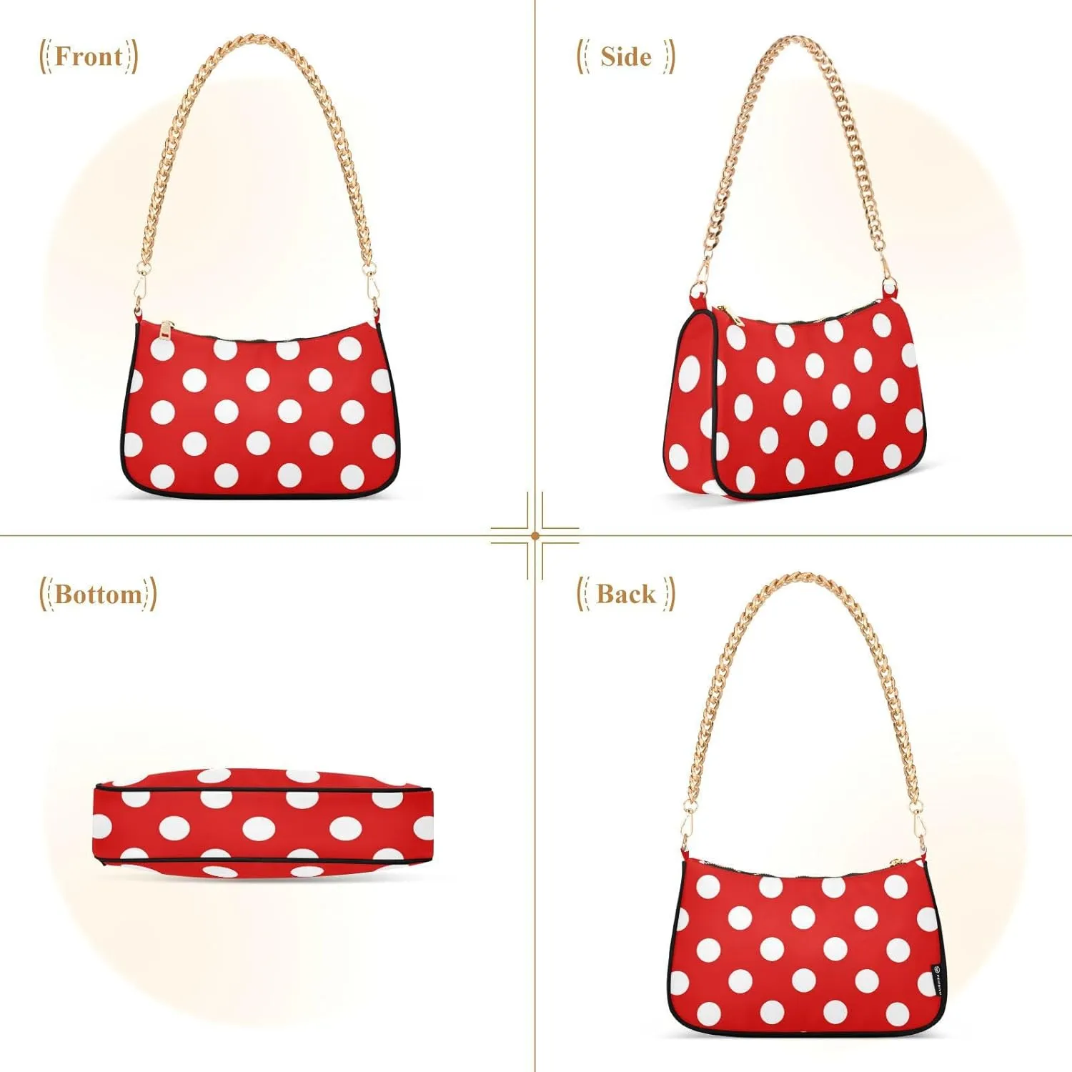 Polka Dot Red Shoulder Bag for Women Small Purse Chain Clutch Mini Purse with Chain Strap for Women Girlfriend