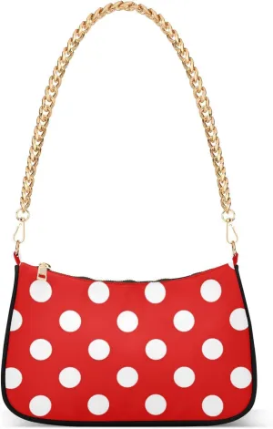 Polka Dot Red Shoulder Bag for Women Small Purse Chain Clutch Mini Purse with Chain Strap for Women Girlfriend
