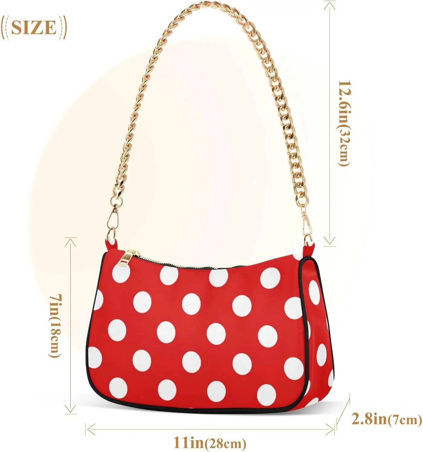 Polka Dot Red Shoulder Bag for Women Small Purse Chain Clutch Mini Purse with Chain Strap for Women Girlfriend