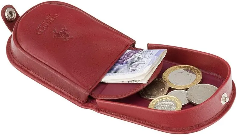 Polo T-5 Brown Soft Leather Coin Purse Pouch Tray/Change Holder (Red)