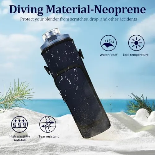 Portable Blender Carrying Case Bag for Ninja Blast Max Portable Blender BC251NV BC251IV BC251GY BC251MT BC251PK BC251LD BC251SL, Blender insulated sleeve with Crossbody Strap(Navy blue)