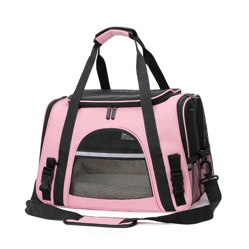 Portable Soft-Sided Foldable Carrier with Breathable Mesh Travel Handbag for Small Pets