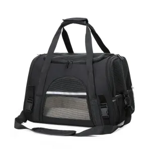 Portable Soft-Sided Foldable Carrier with Breathable Mesh Travel Handbag for Small Pets