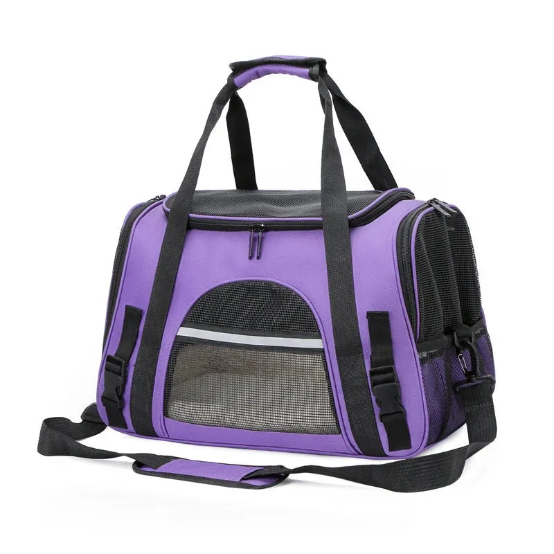 Portable Soft-Sided Foldable Carrier with Breathable Mesh Travel Handbag for Small Pets