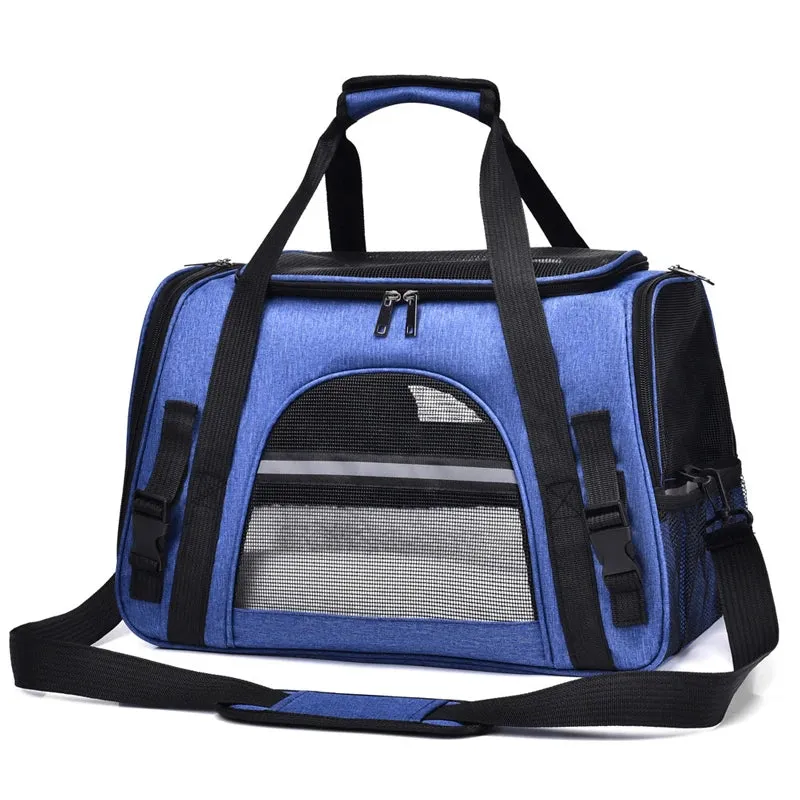 Portable Soft-Sided Foldable Carrier with Breathable Mesh Travel Handbag for Small Pets