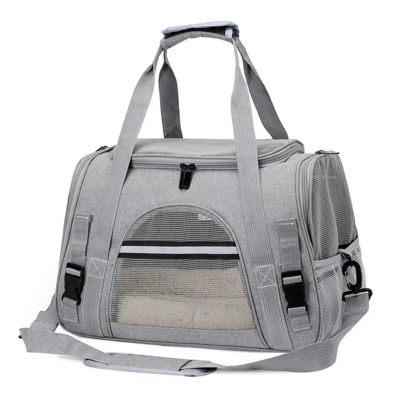 Portable Soft-Sided Foldable Carrier with Breathable Mesh Travel Handbag for Small Pets