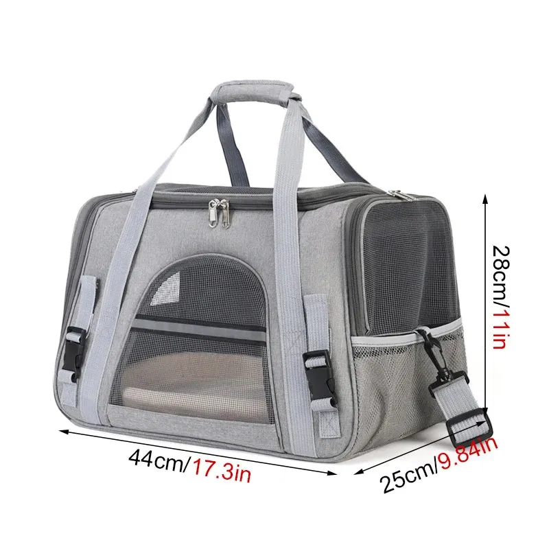 Portable Soft-Sided Foldable Carrier with Breathable Mesh Travel Handbag for Small Pets