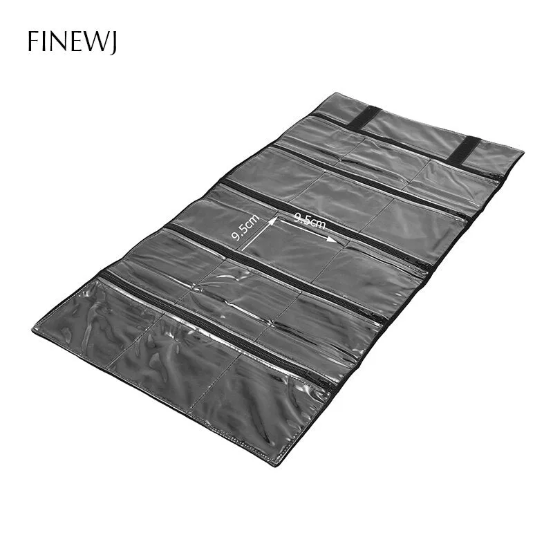 Portable Travel Jewelry Display Carrying Zipper Roll Bag Earrings Pendant Necklace Chain Storage Case Bracelet Lattice Organizer