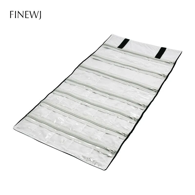 Portable Travel Jewelry Display Carrying Zipper Roll Bag Earrings Pendant Necklace Chain Storage Case Bracelet Lattice Organizer