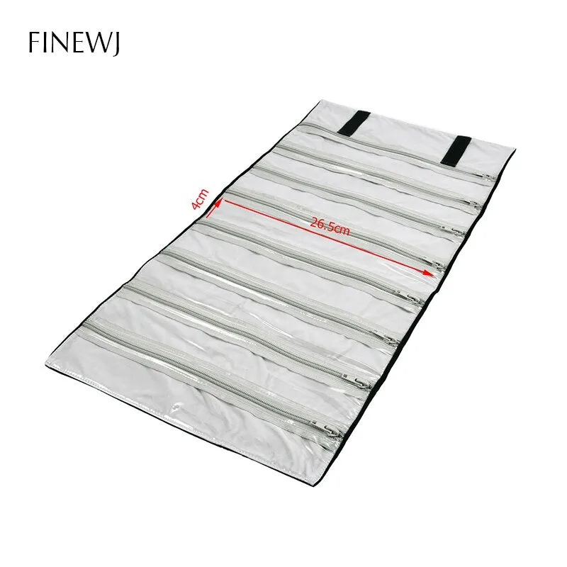 Portable Travel Jewelry Display Carrying Zipper Roll Bag Earrings Pendant Necklace Chain Storage Case Bracelet Lattice Organizer