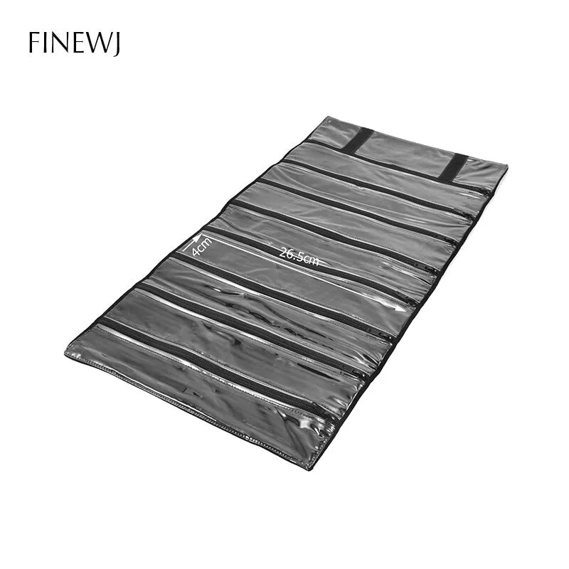 Portable Travel Jewelry Display Carrying Zipper Roll Bag Earrings Pendant Necklace Chain Storage Case Bracelet Lattice Organizer