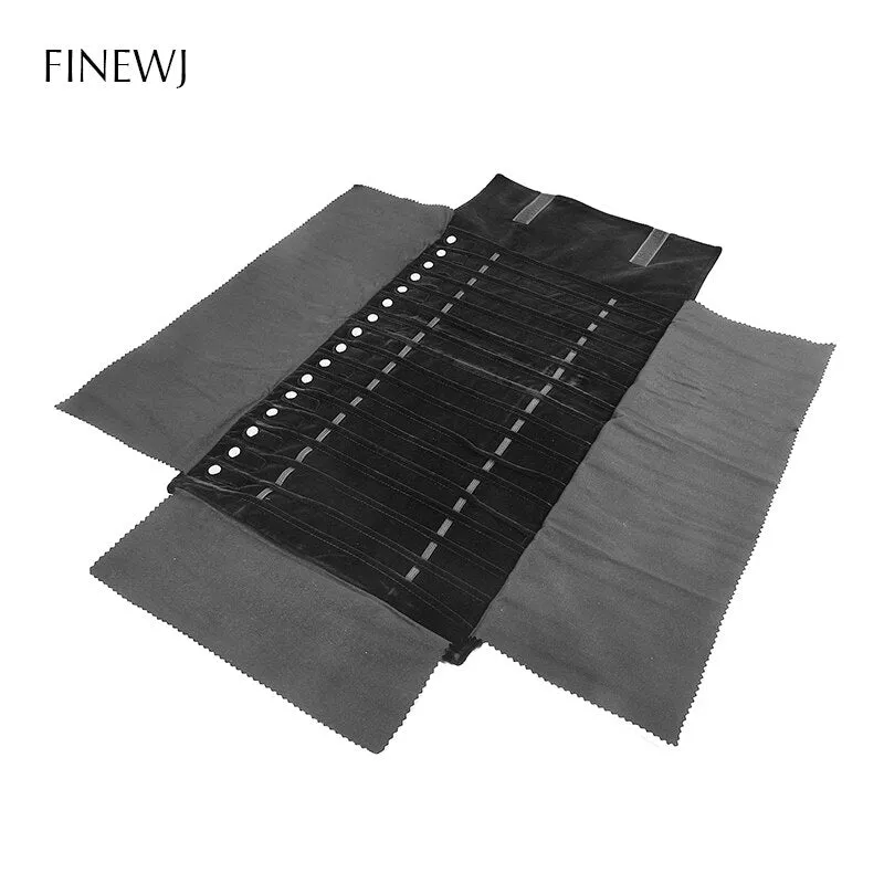 Portable Travel Jewelry Display Carrying Zipper Roll Bag Earrings Pendant Necklace Chain Storage Case Bracelet Lattice Organizer
