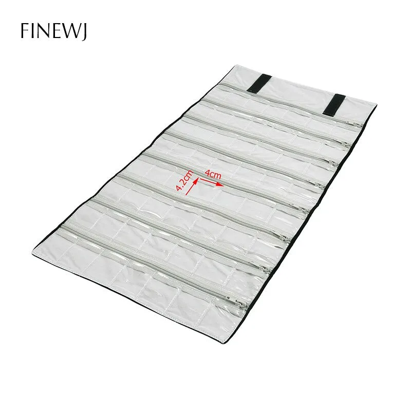 Portable Travel Jewelry Display Carrying Zipper Roll Bag Earrings Pendant Necklace Chain Storage Case Bracelet Lattice Organizer