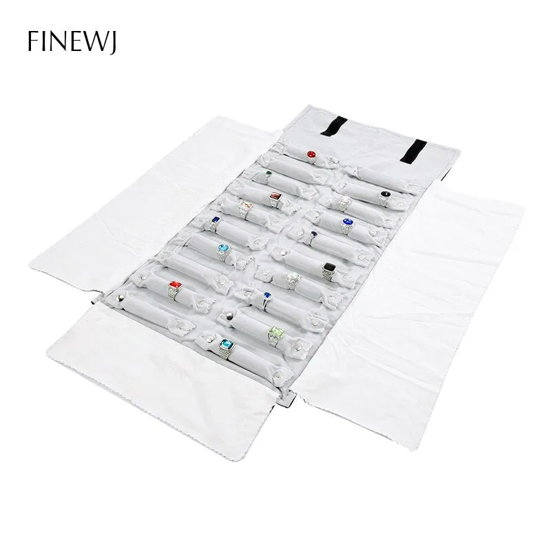 Portable Travel Jewelry Display Carrying Zipper Roll Bag Earrings Pendant Necklace Chain Storage Case Bracelet Lattice Organizer