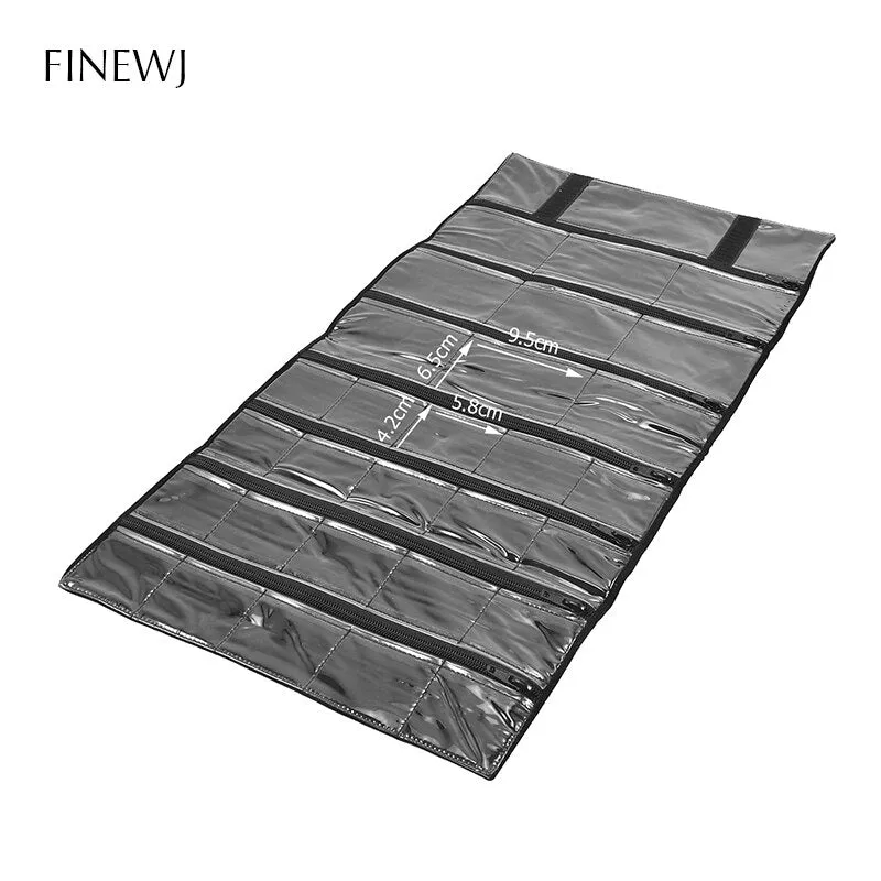 Portable Travel Jewelry Display Carrying Zipper Roll Bag Earrings Pendant Necklace Chain Storage Case Bracelet Lattice Organizer