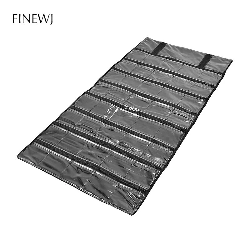 Portable Travel Jewelry Display Carrying Zipper Roll Bag Earrings Pendant Necklace Chain Storage Case Bracelet Lattice Organizer