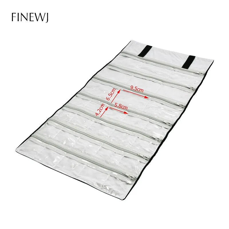 Portable Travel Jewelry Display Carrying Zipper Roll Bag Earrings Pendant Necklace Chain Storage Case Bracelet Lattice Organizer