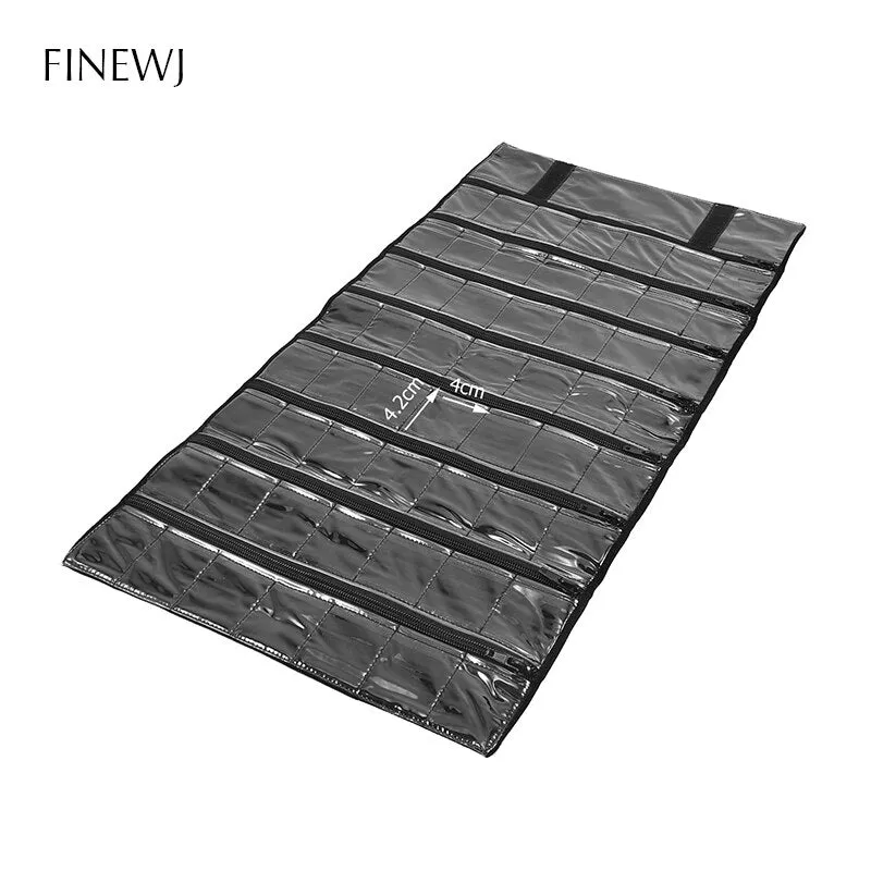 Portable Travel Jewelry Display Carrying Zipper Roll Bag Earrings Pendant Necklace Chain Storage Case Bracelet Lattice Organizer