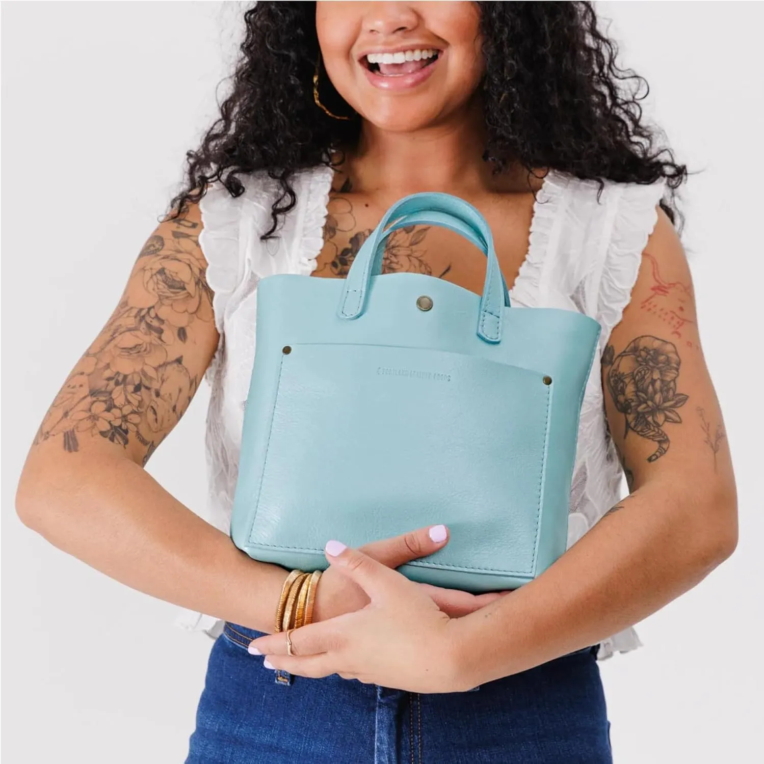 Portland Leather Goods Mini Snap Crossbody Tote Bag for Women – Handmade, Snap Closure, Durable & Unlined – Outside Pocket