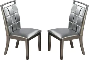 Poundex, Silver Set of 2 PU Upholstery Dining Chairs