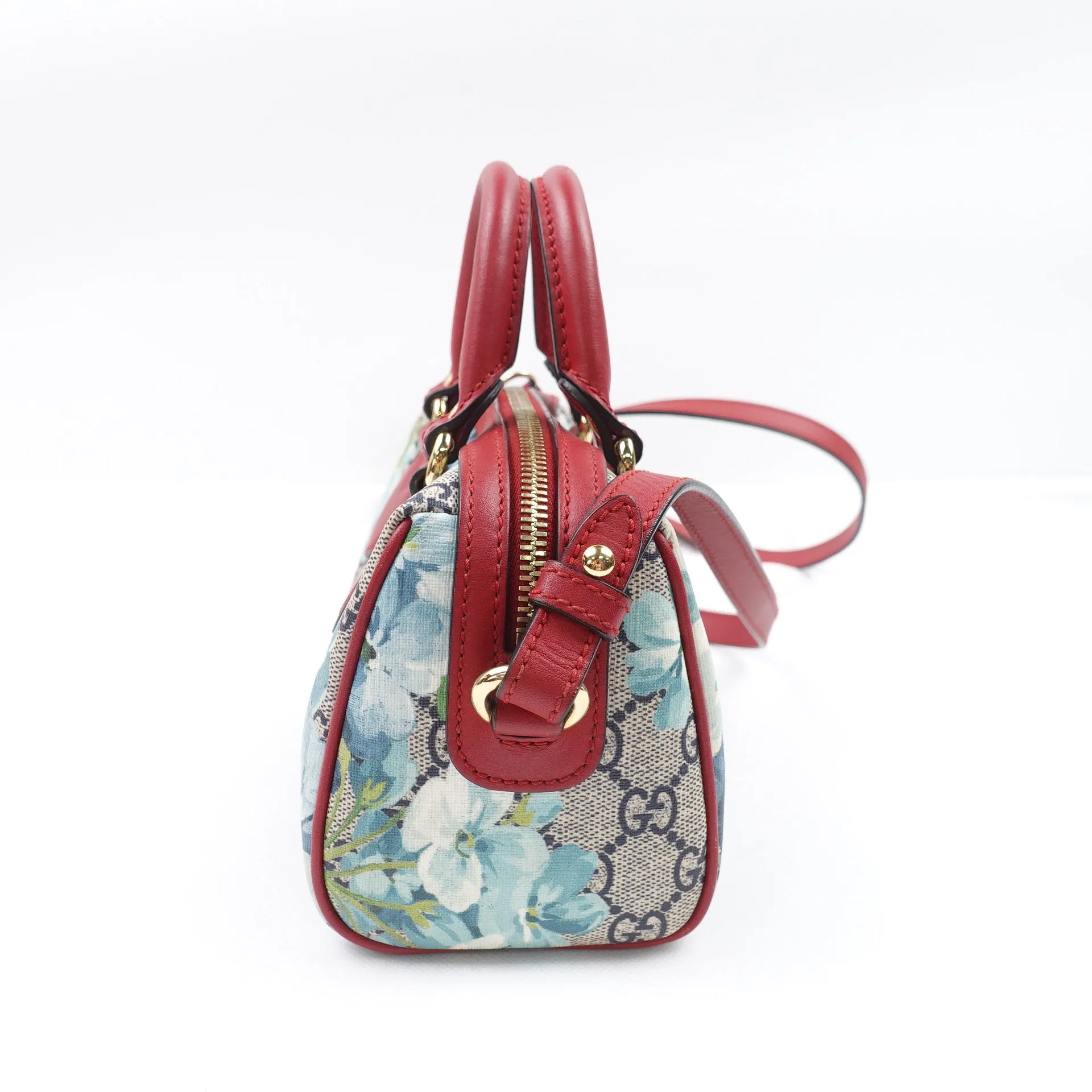 PRE-OWNED GG Supreme Canvas Blooms Mini Boston Crossbody Bag