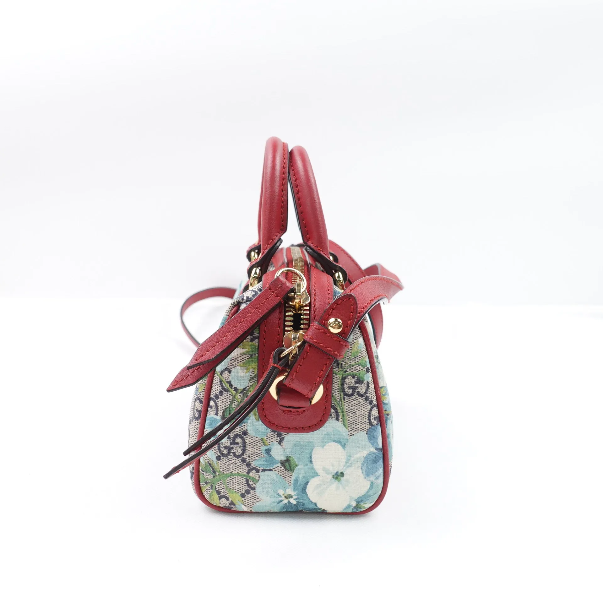 PRE-OWNED GG Supreme Canvas Blooms Mini Boston Crossbody Bag