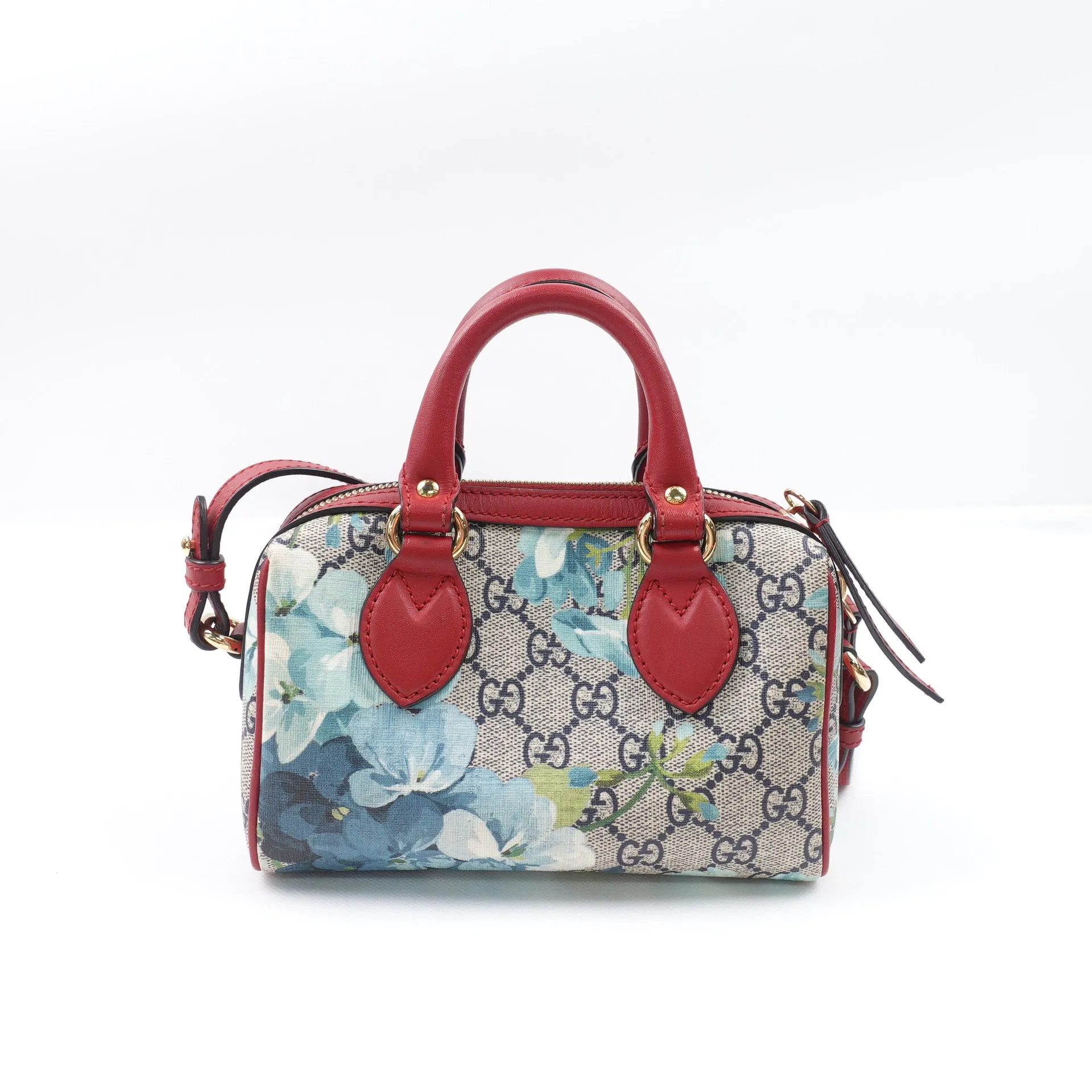 PRE-OWNED GG Supreme Canvas Blooms Mini Boston Crossbody Bag