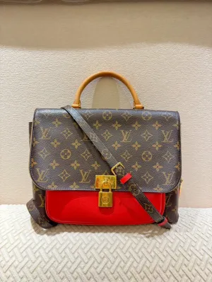 Preloved Louis Vuitton Monogram Canvas and Red Leather Crossbody Bag