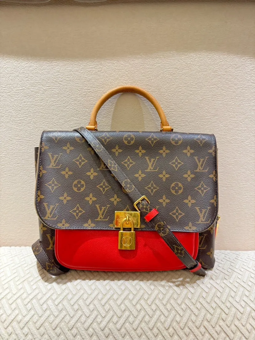 Preloved Louis Vuitton Monogram Canvas and Red Leather Crossbody Bag