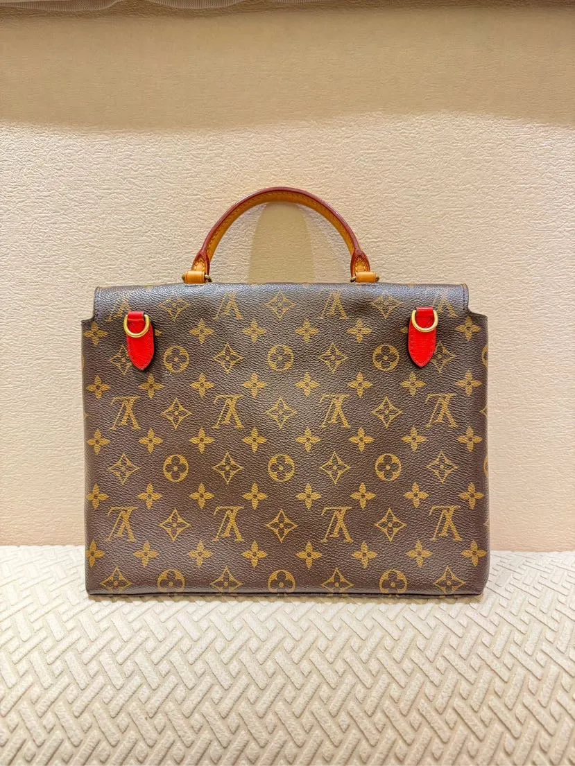 Preloved Louis Vuitton Monogram Canvas and Red Leather Crossbody Bag